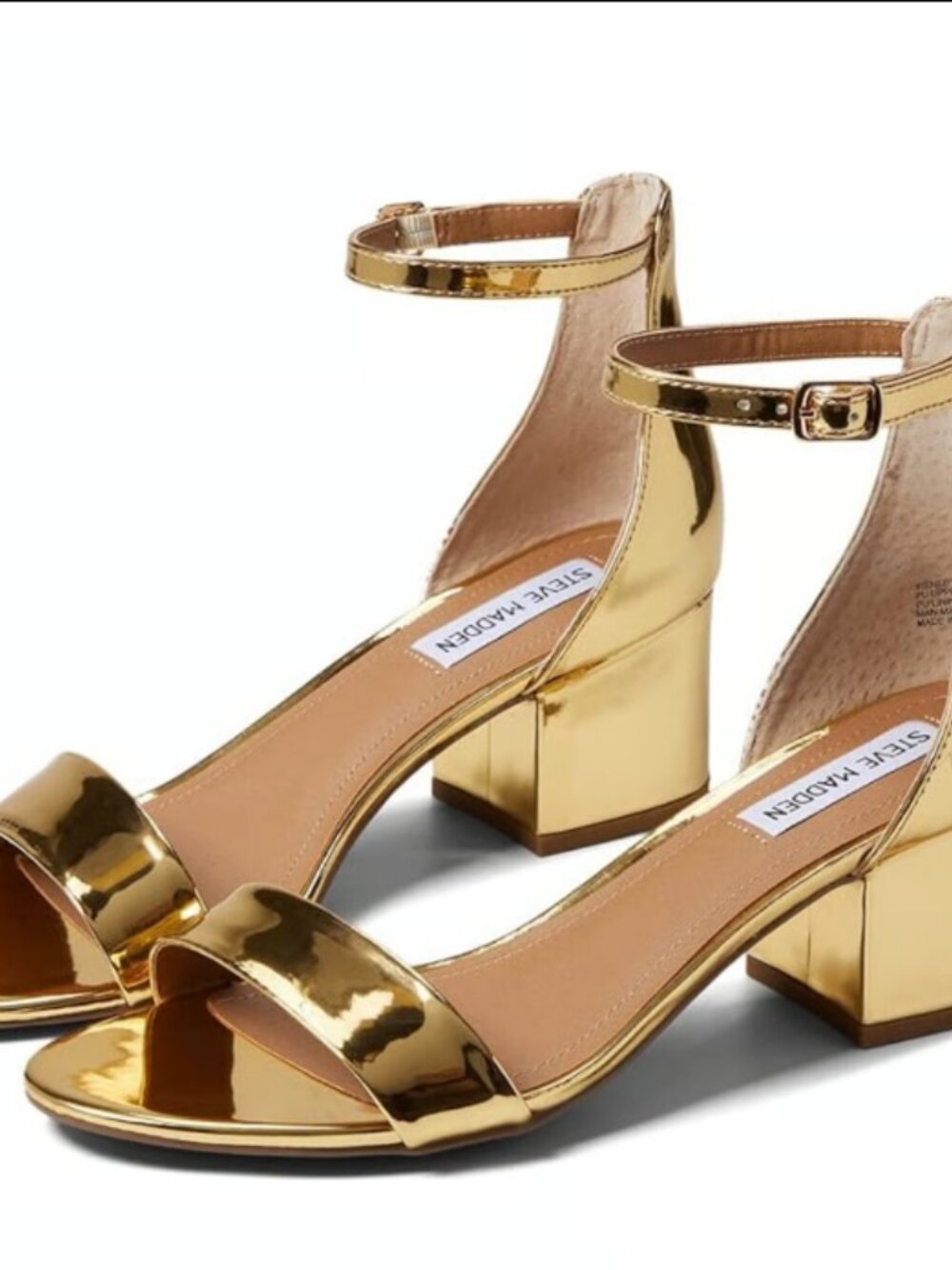 Steve Madden Women's Irenee Gold Sandals Platform Block Heels Ankle Strap, Sz 7M